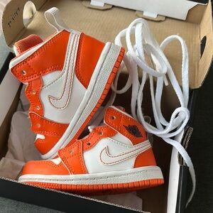 Nike Kids High-Top Sneakers - Orange and White